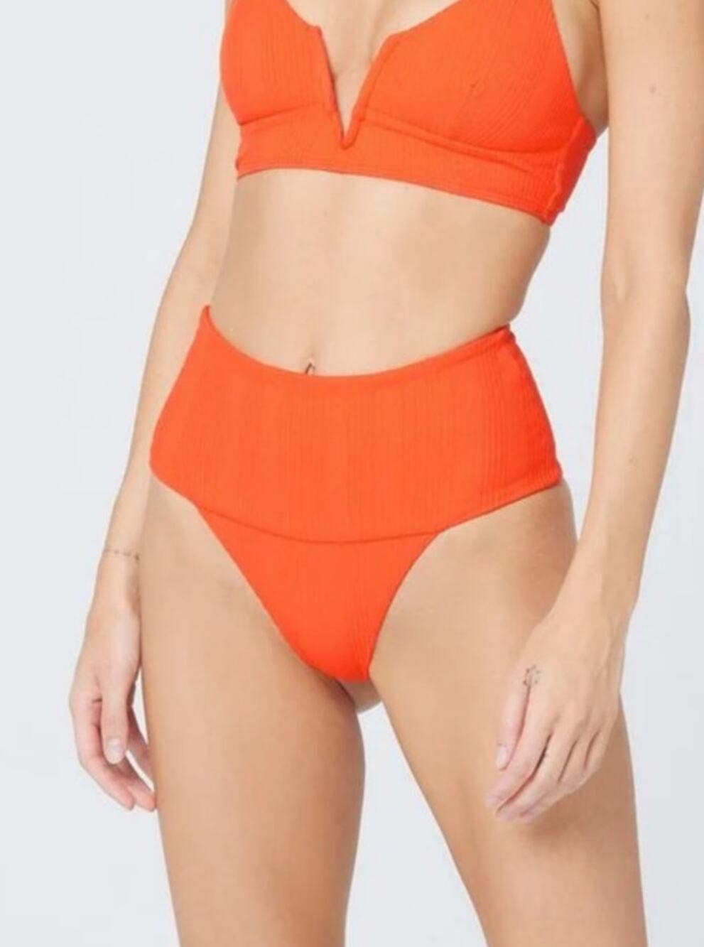 L*Space Desi High Waisted Bikini Bottom in Poppy Orange Size Small